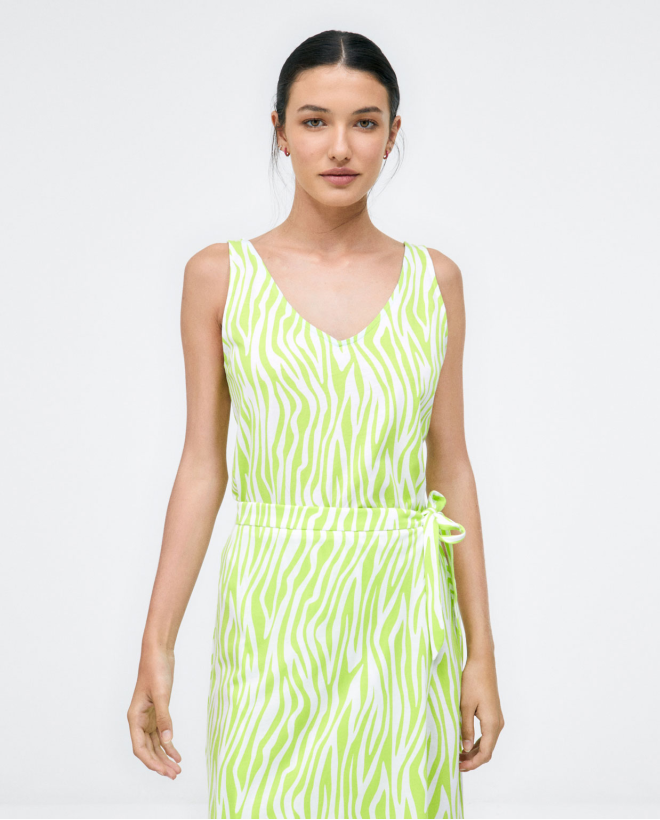 Tank top. V-neck. Acid green