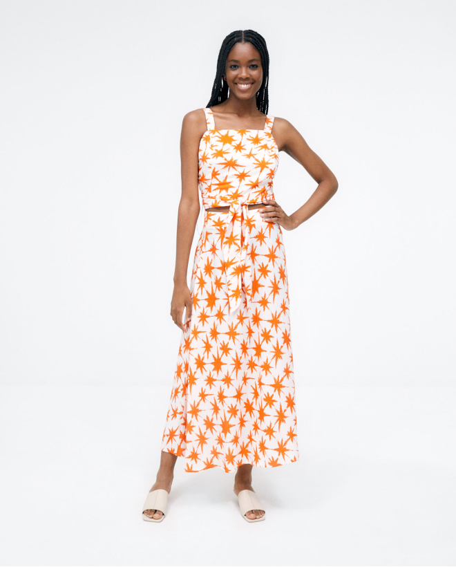 Strappy top with knotted waist. Orange