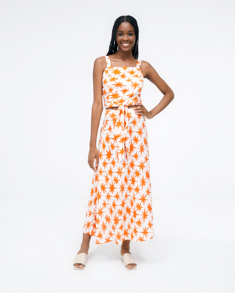 Strappy top with knotted waist. Orange