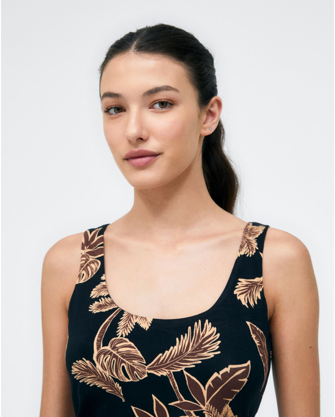 Camisola fina de alças Preto