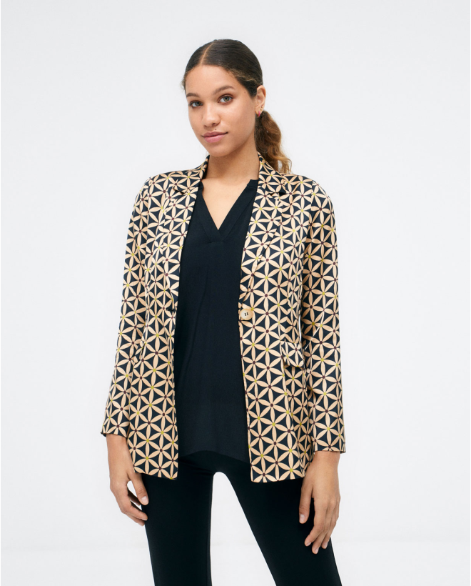 Blazer estampado Preto