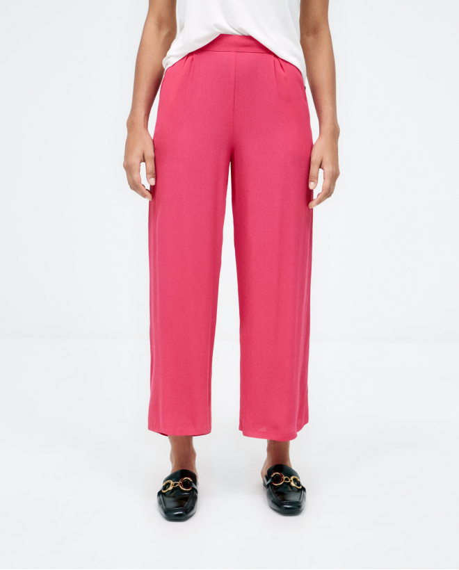 Wide ankle trousers. Plain e Fuchsia