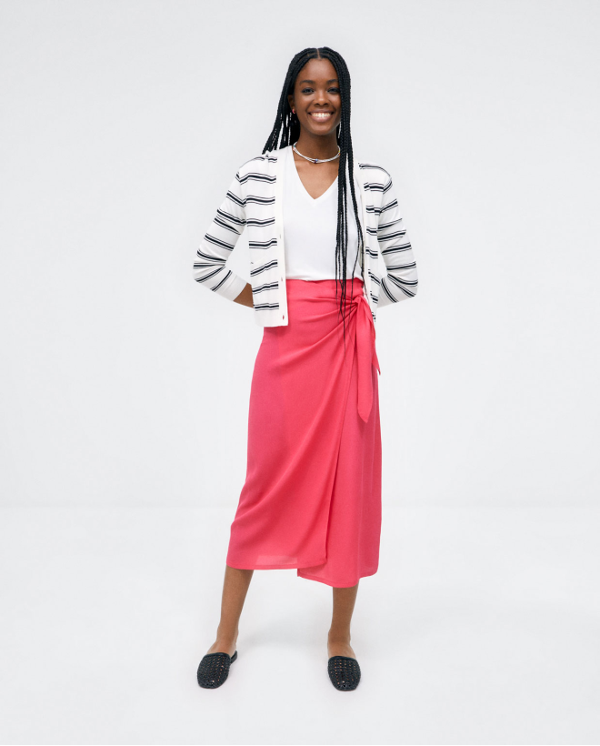 Pareo skirt with side knot. Plain e Fuchsia