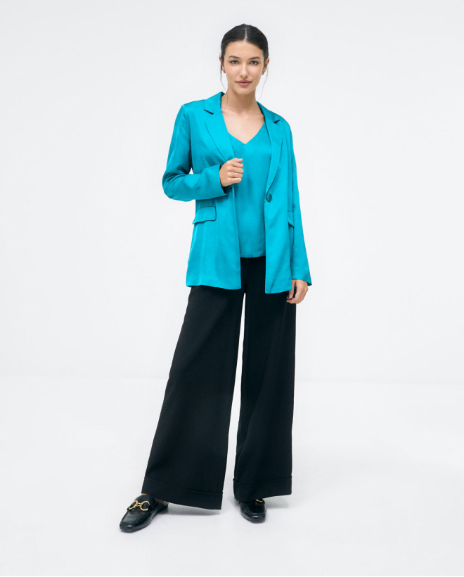 Blazer com cinto Turquesa