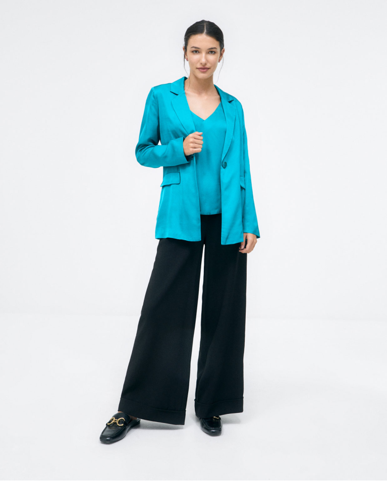 Blazer com cinto Turquesa