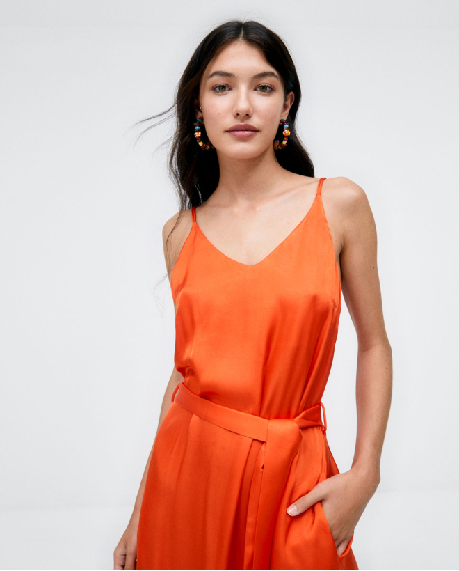 Midi dress with straps and...