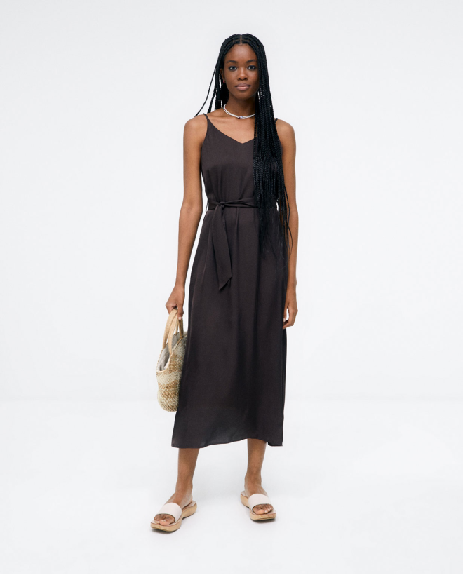 Midi dress with straps and...