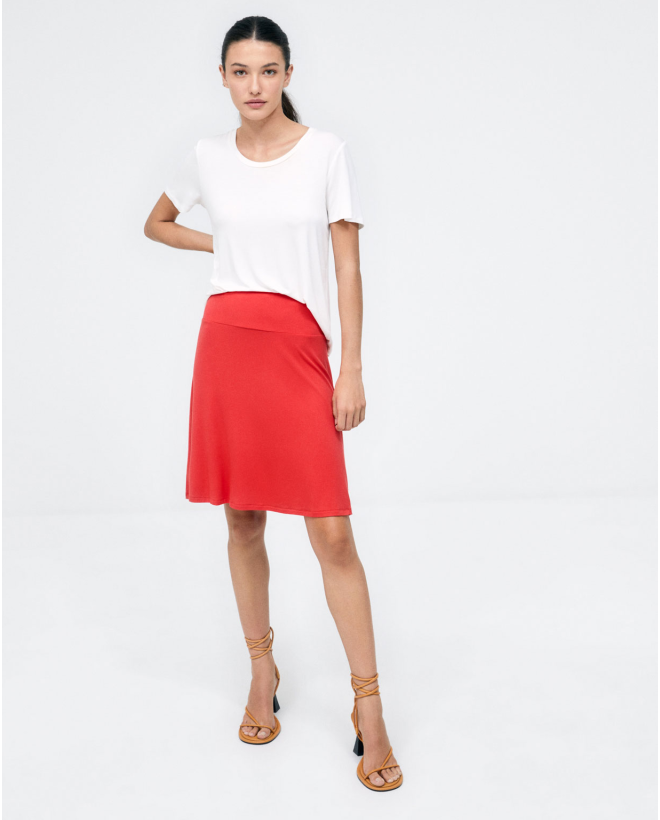 Saia curta evasé Vermelho