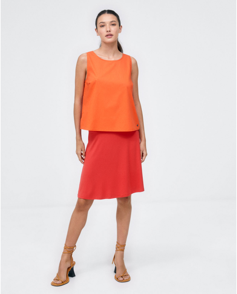 Camiseta sin mangas. Lisa Naranja