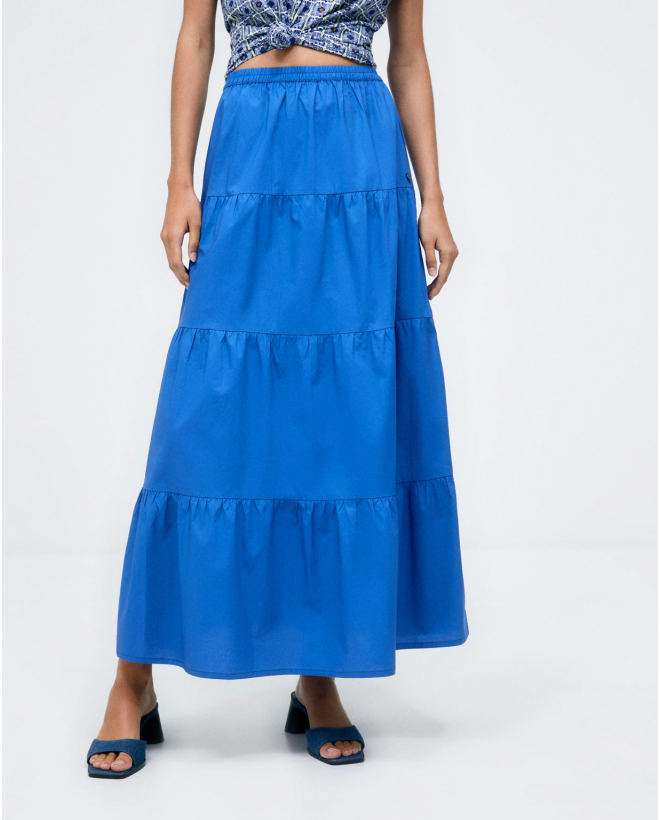 Long skirt with ruffles. Plain e Blue