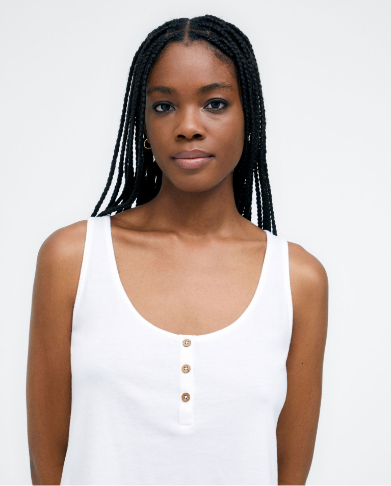 Camiseta de tirantes. Elástica. Lisa Blanco