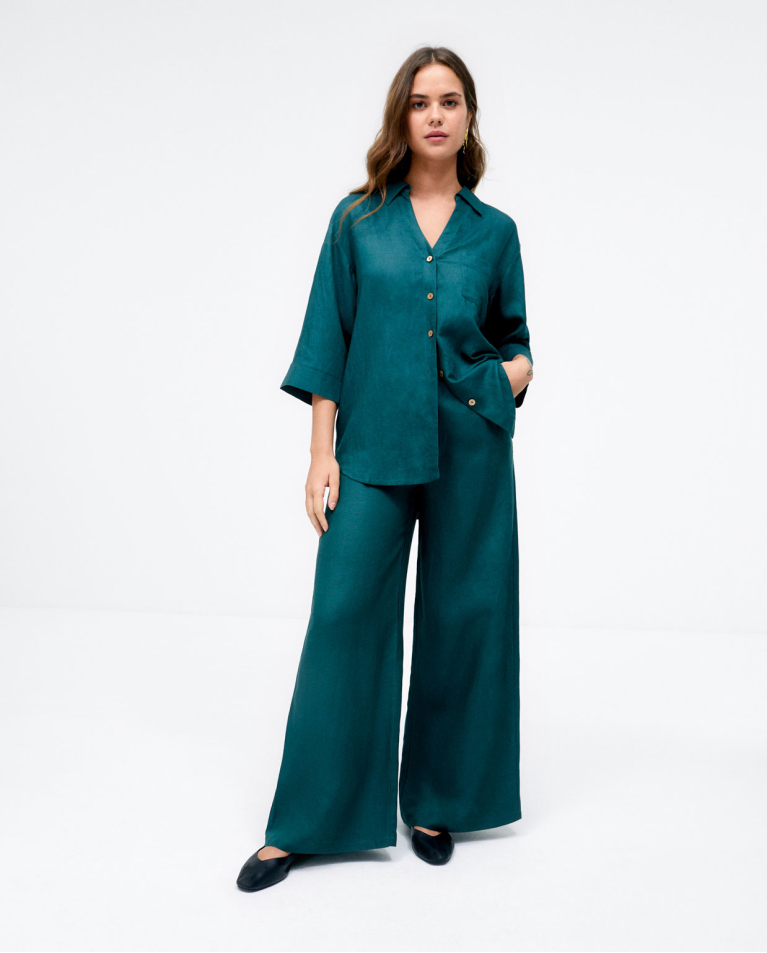 3 4 sleeve shirt. Plain Khaki