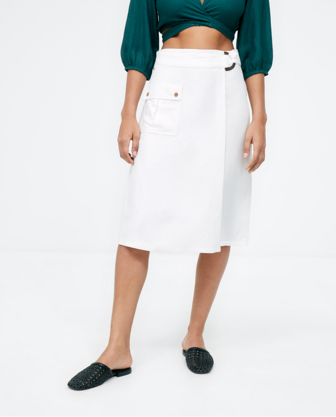 Saia páreo com bolso Branco