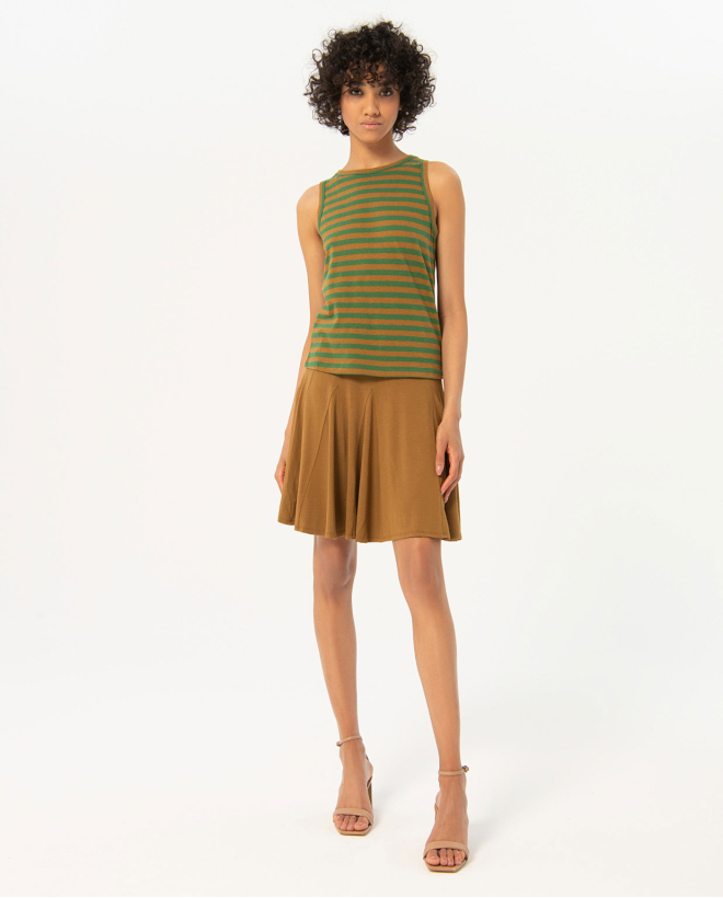 Camiseta algodón con tirantes a rayas Kaki