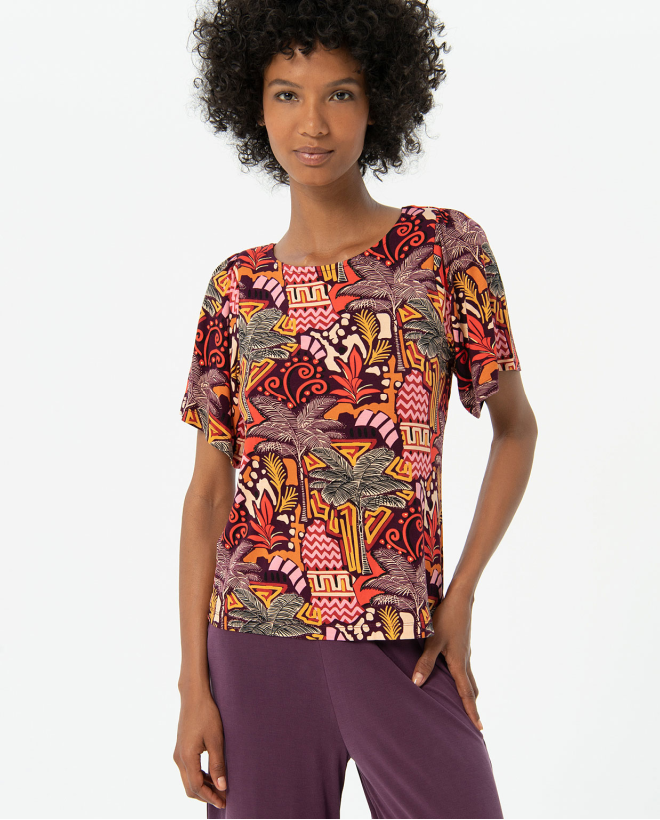 Camiseta manga corta elástica aloe-vera Multi
