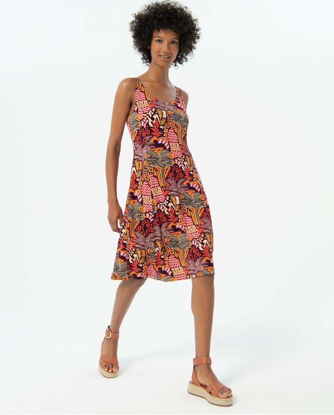 Vestido midi de aloe-vera estampado Multi