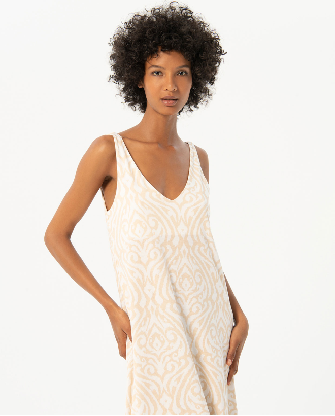 Vestido largo aberturas estampado Crudo