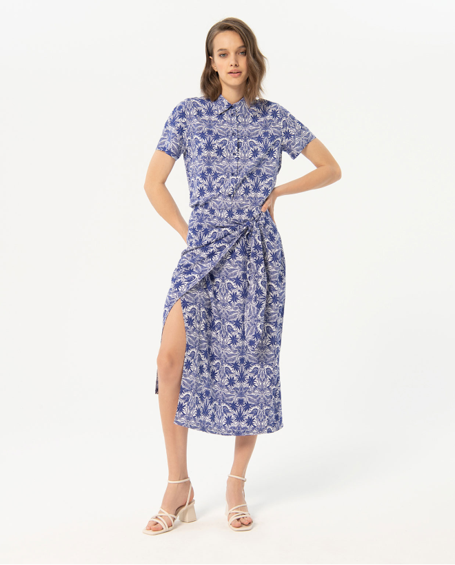 Printed sarong skirt Blue