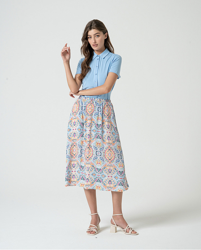MU:Long flared skirt Multi