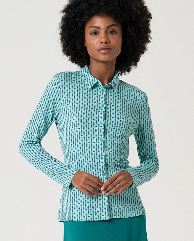 MU:Camisa de manga longa Verde água