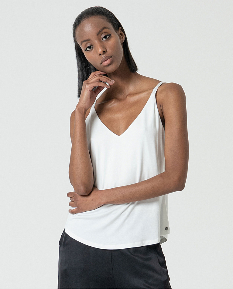 MU: Top tirantes con fornitura Blanco