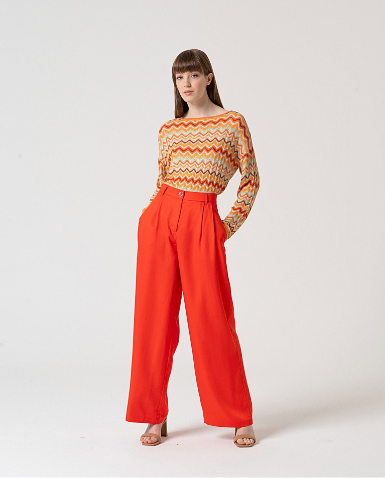 MU: Pantalón amplio con pinzas Naranja
