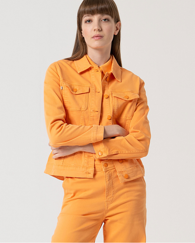 MU:Short denim-style jacket Tangerine
