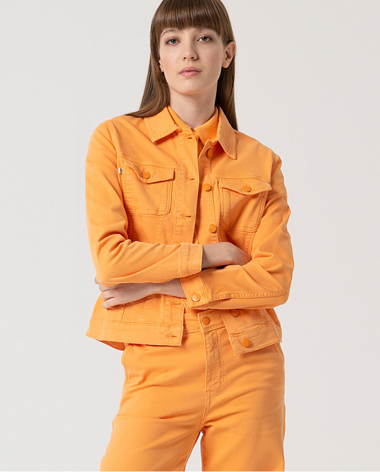MU:Short denim-style jacket Tangerine