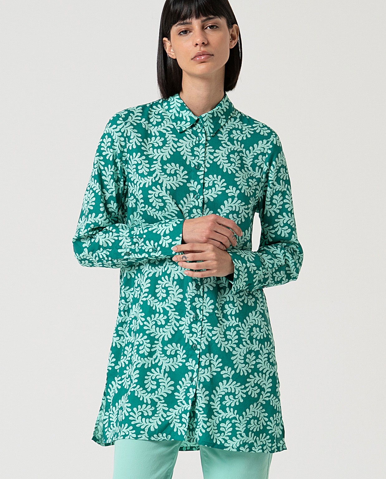 MU:Camisola de manga longa Verde água