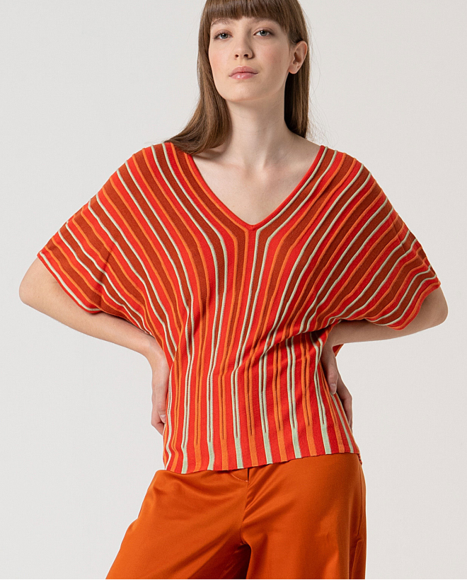 MU:Short sleeve batwing sweater Orange