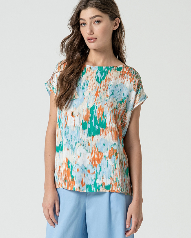 MU:Top decote canoa sem mangas Azul