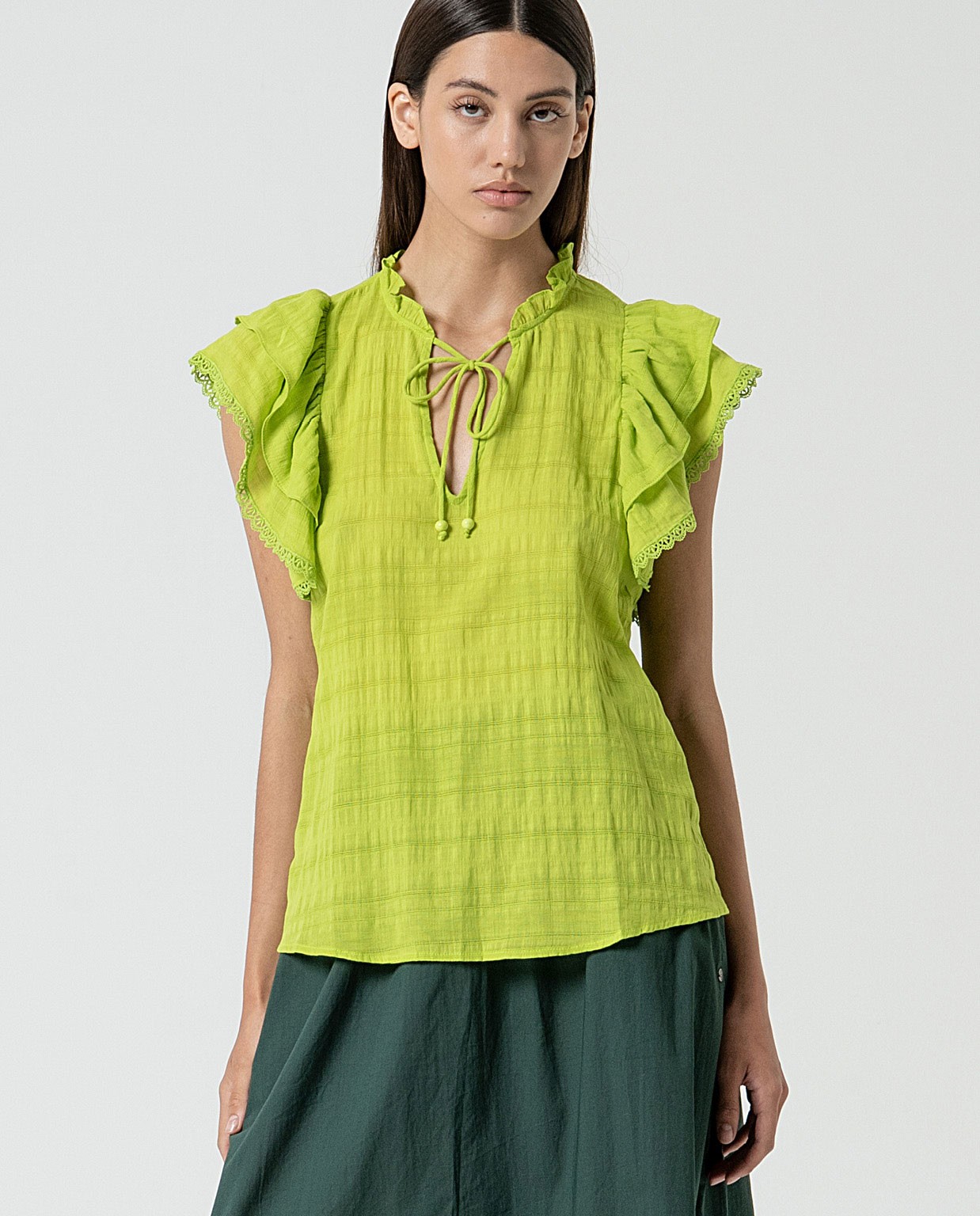 MU:Top with ruffles Acid green