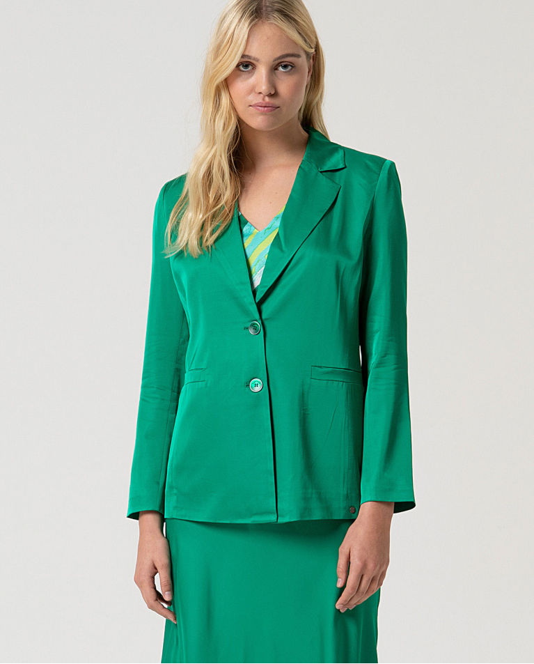 MU:Blazer cruzado simples 1 botão Verde bilhar