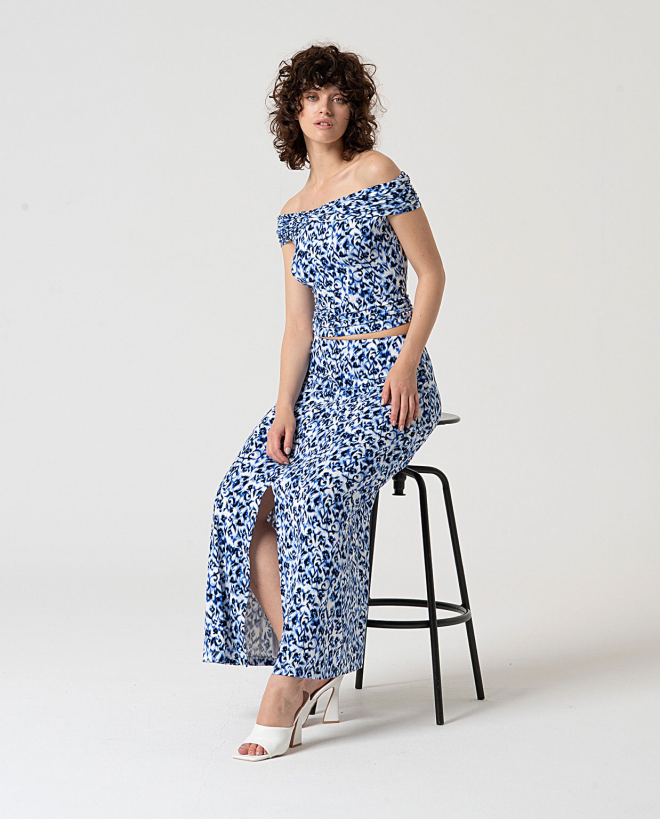 MU: Falda con corte central Azul