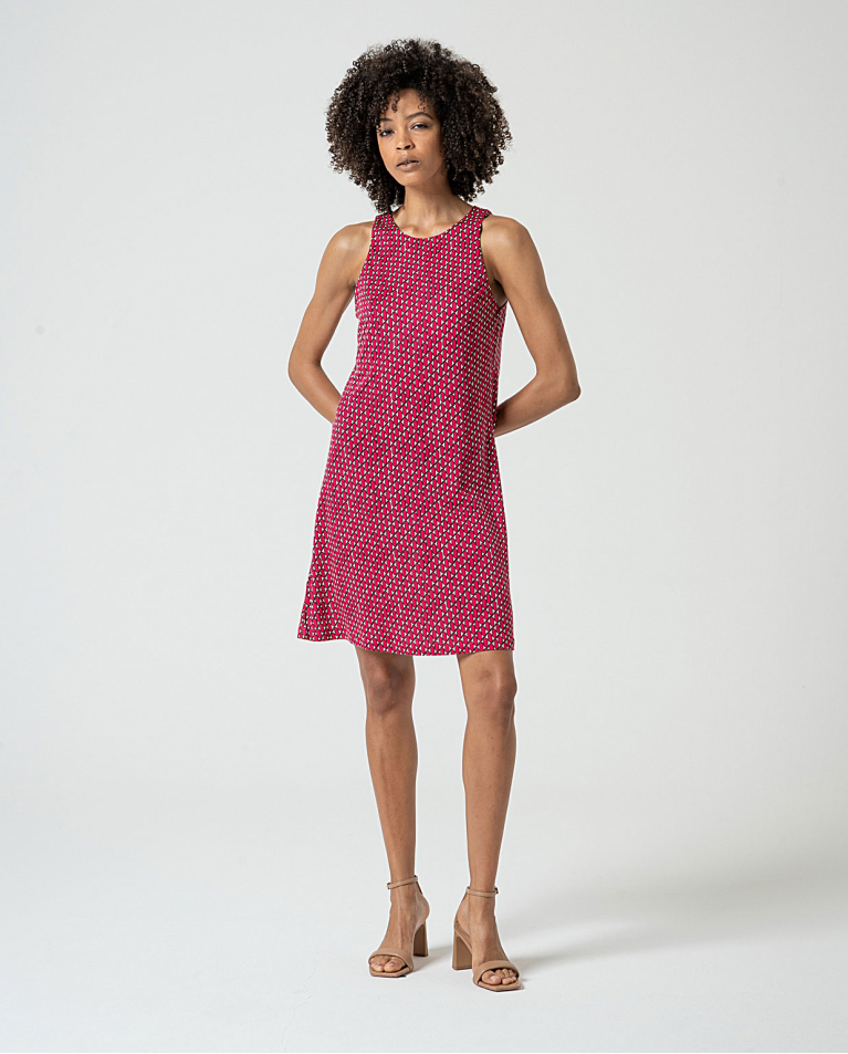 MU: Vestido corto sin mangas Fucsia