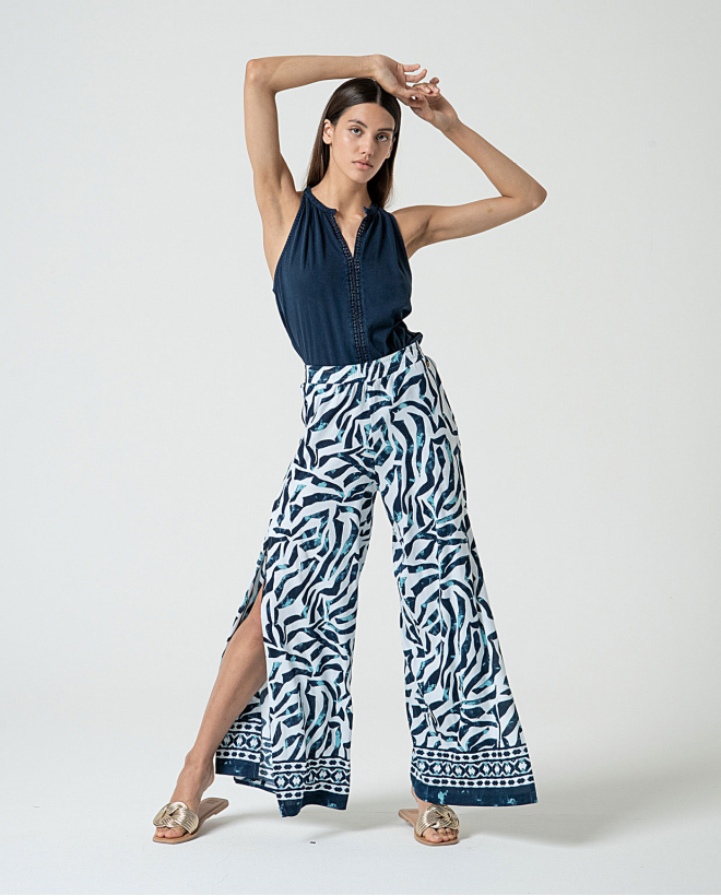 MU:Loose straight pants Blue