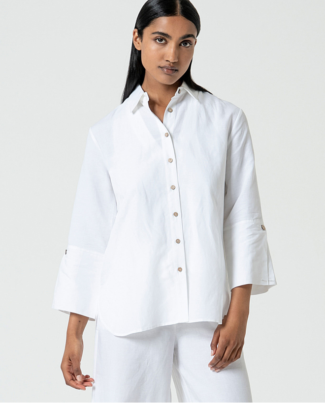 MU:3/4 sleeve shirt Off White