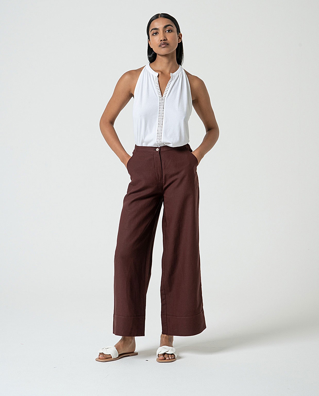 MU:Pants with Italian pocket Brown