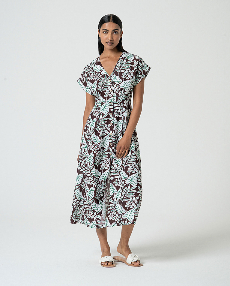 MU:Vestido chemise longo midi Castanho
