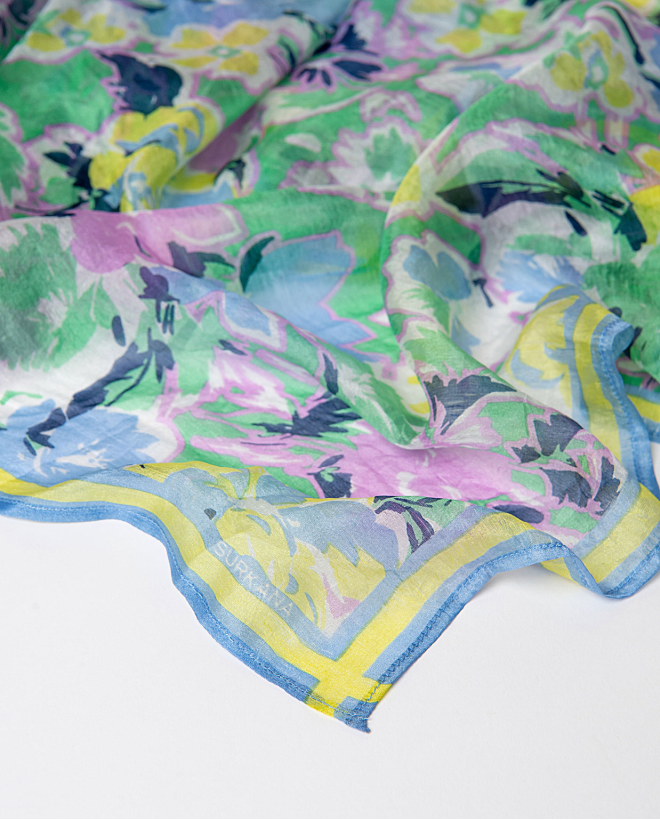 Square silk scarf Blue