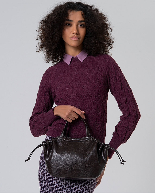 Bolso efecto piel craquelada con dos asas Chocolate