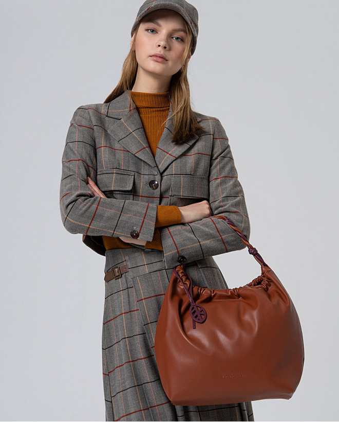 Bolso de hombro con asa bicolor Toffee