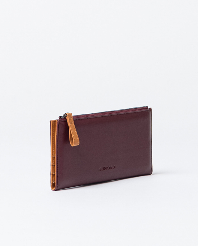 Cartera grande bicolor Burdeos