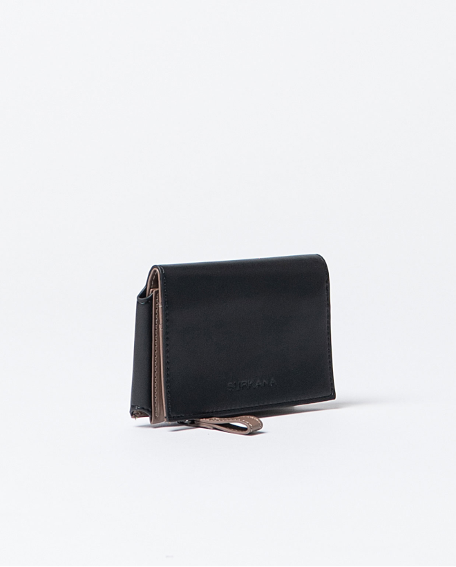 Cartera pequeña bicolor desplegable Negro