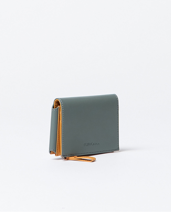 Cartera pequeña bicolor desplegable Azul acero