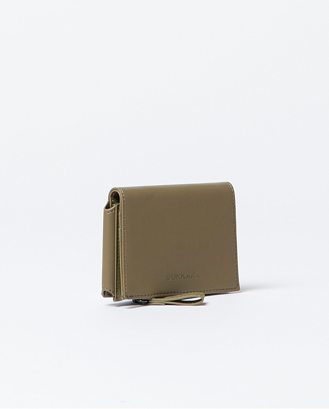 Cartera pequeña bicolor desplegable Kaki