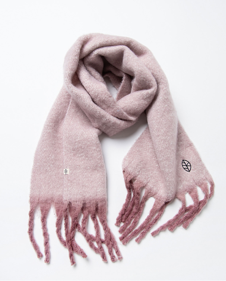 Flat and fluffy scarf with bangs Pale Pink