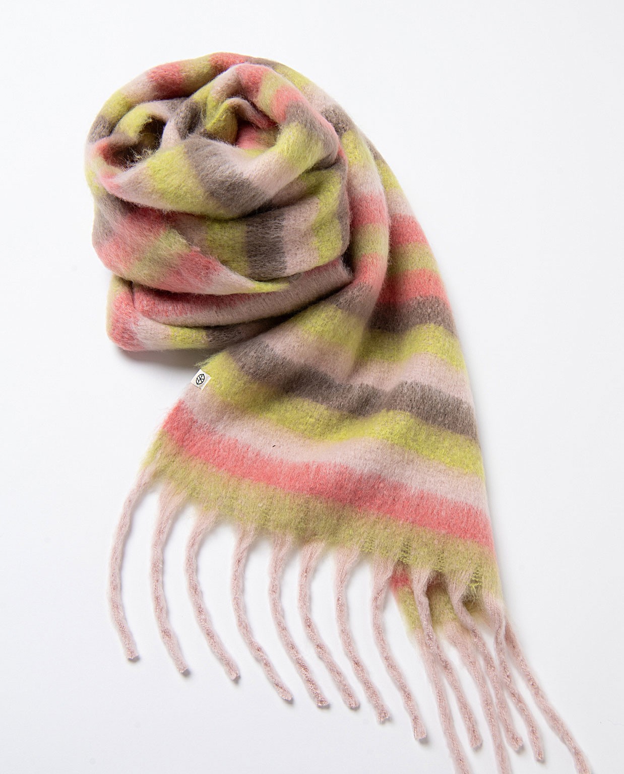 Light and fluffy striped scarf Green