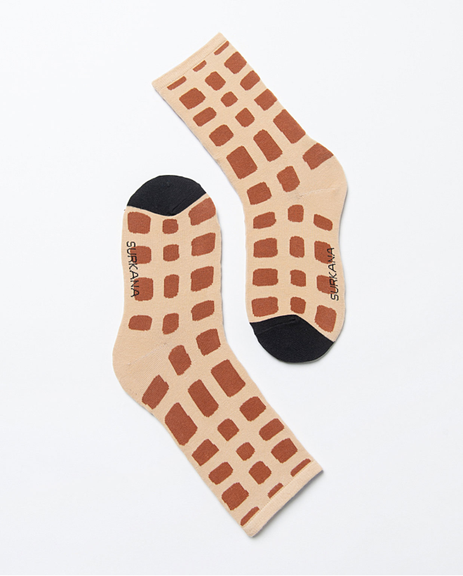 Printed jacquard socks Brown