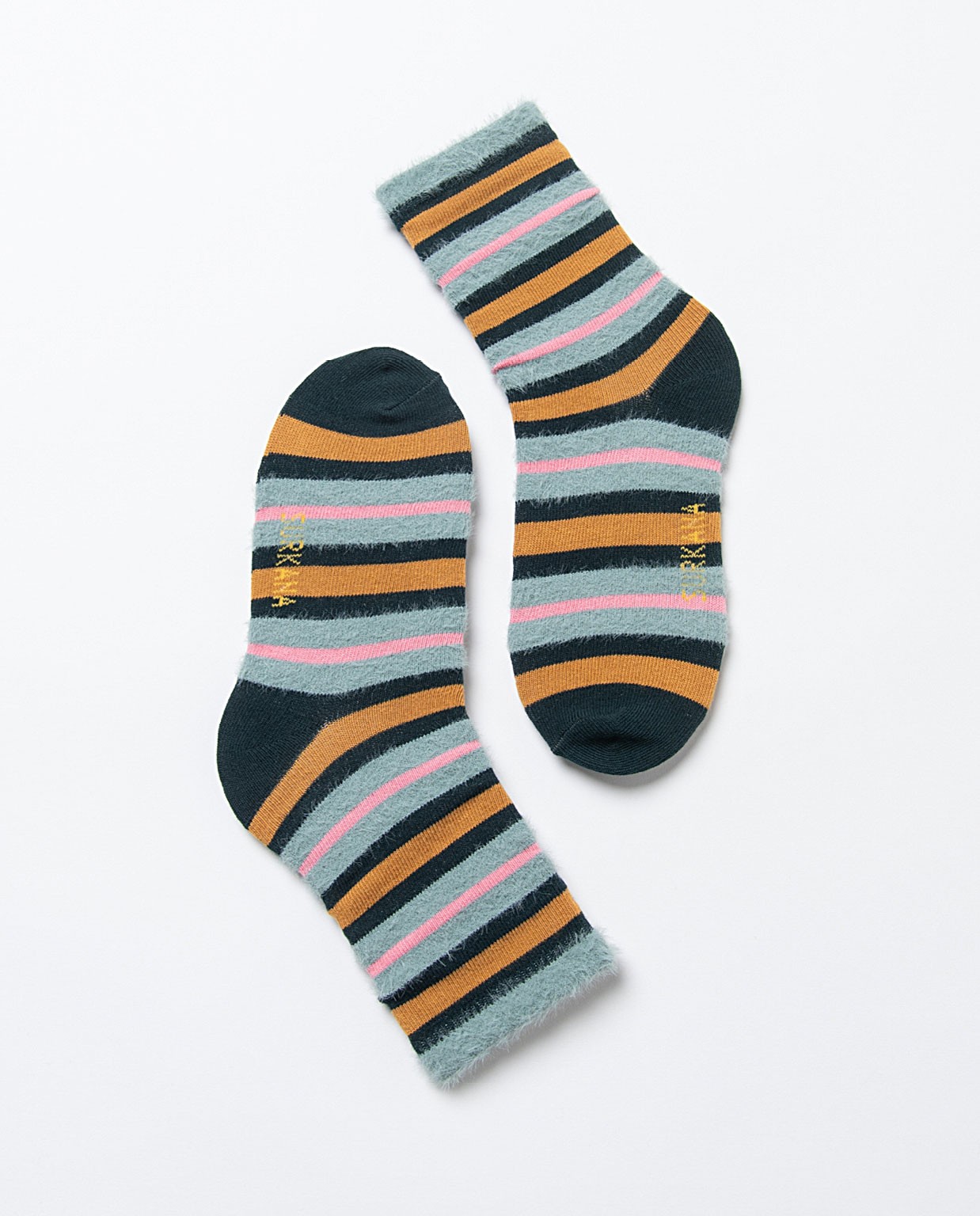 Medium jacquard socks with fur detail. Sky blue